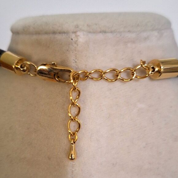 A Park Lane Ladies' Necklace Elegant Evening Black Onyx Two Tone Metal Choker - Picture 6 of 11